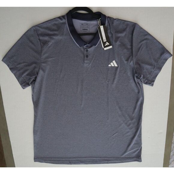 Adidas HS3315 Men's Sz 2XL Shadow Navy HEAT RDY S/S Freelift Tennis Polo Shirt - Picture 7 of 7